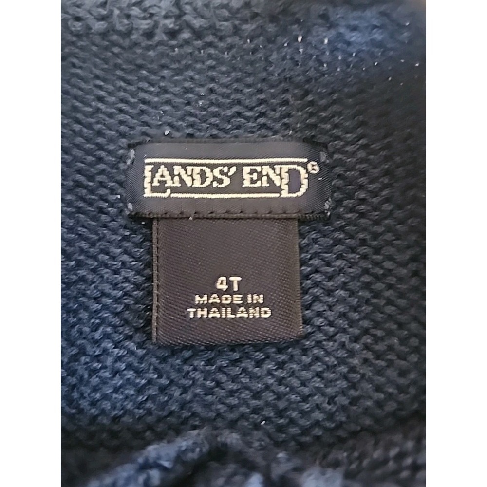 Lands End Toddler Boy Pullover Sweater Size 4T Blue V-Neck Cotton Preppy Coastal - Picture 4 of 8